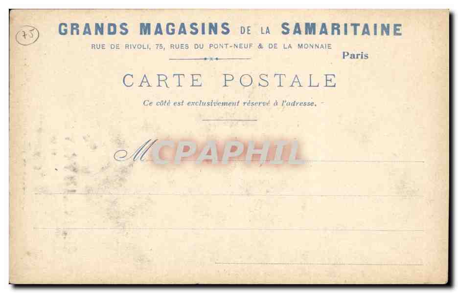 Paris CPA Monument de Gambetta (Grands Magasins de la Samaritaine) — Verso
