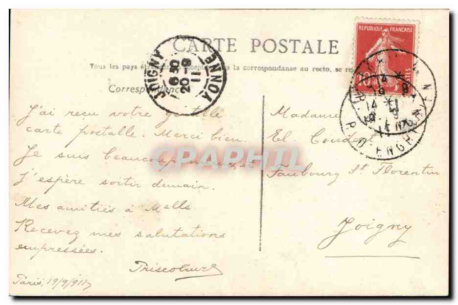 Jeune femme tenant des fleurs — Souvenir — série 455 — Reverso