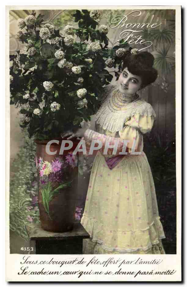 Joven mujer con ramo de flores — Feliz cumpleaños — Editor ELD n°4153