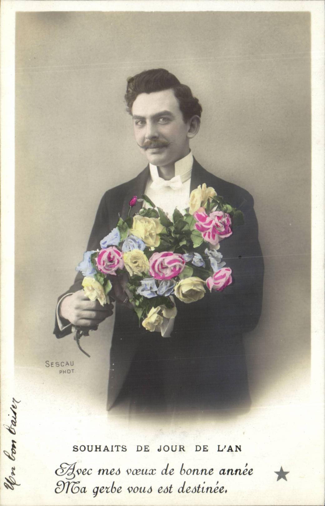 CPA Fantaisie Homme Souhaits de jour de l'an