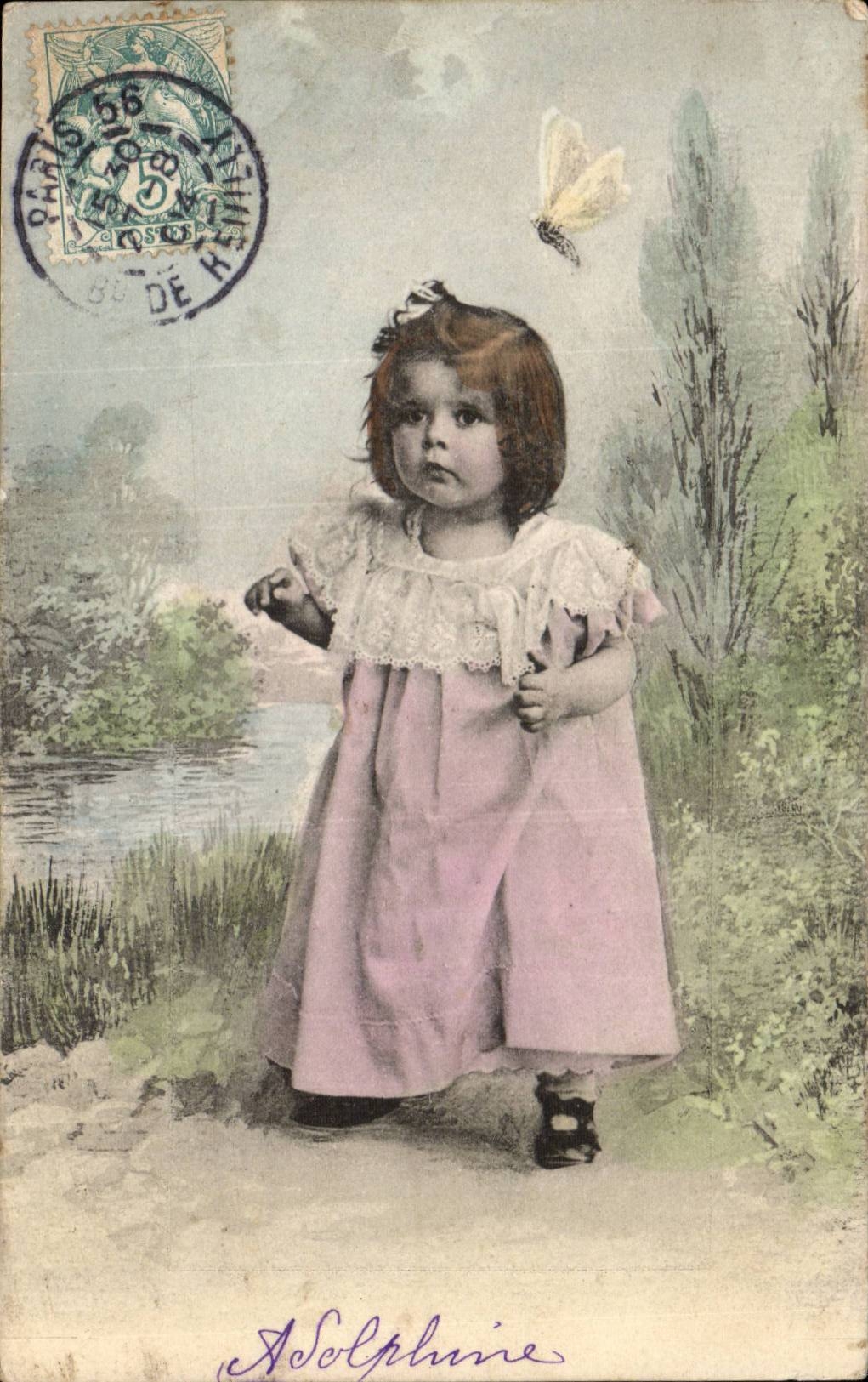 CPA Fantaisie Enfant Bebe Adolphine (papillon butterfly)