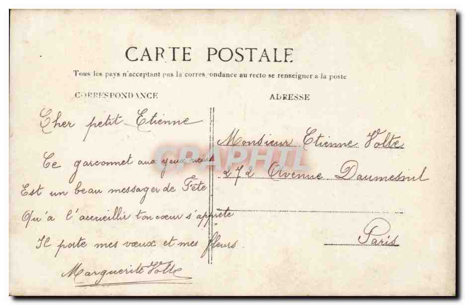 CPA Fantaisie Enfant Garcon Bonne fete — Rückseite