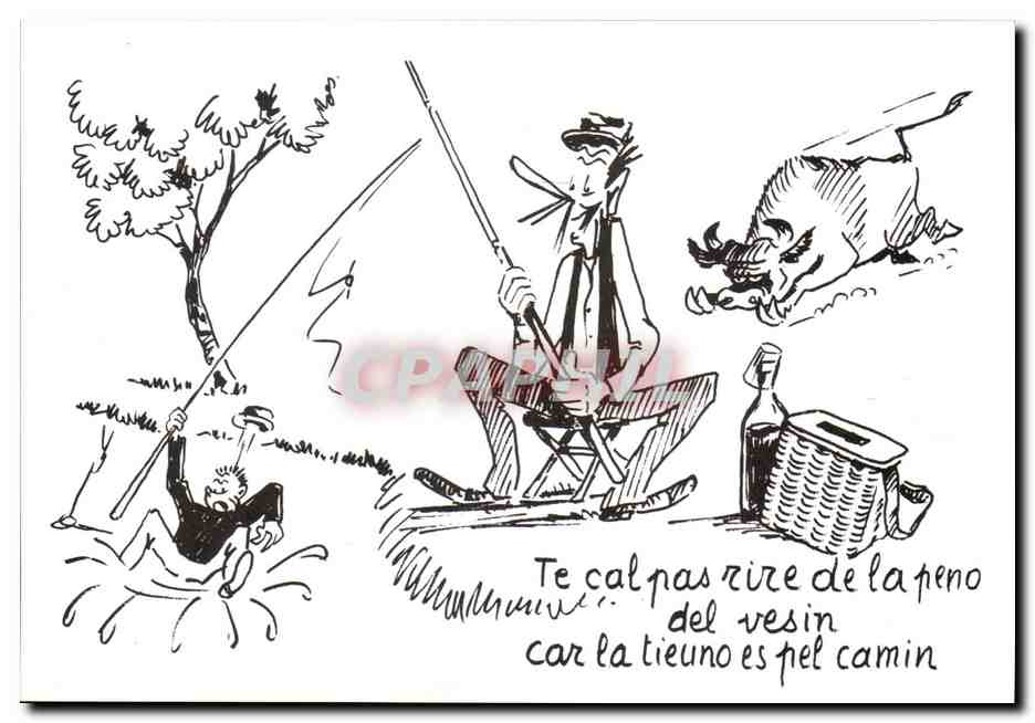 CPM Humour Dessin de Charles Mouly Ne ris pas de la mesaventure du voisin car la tienne est en chemin (pecheur)