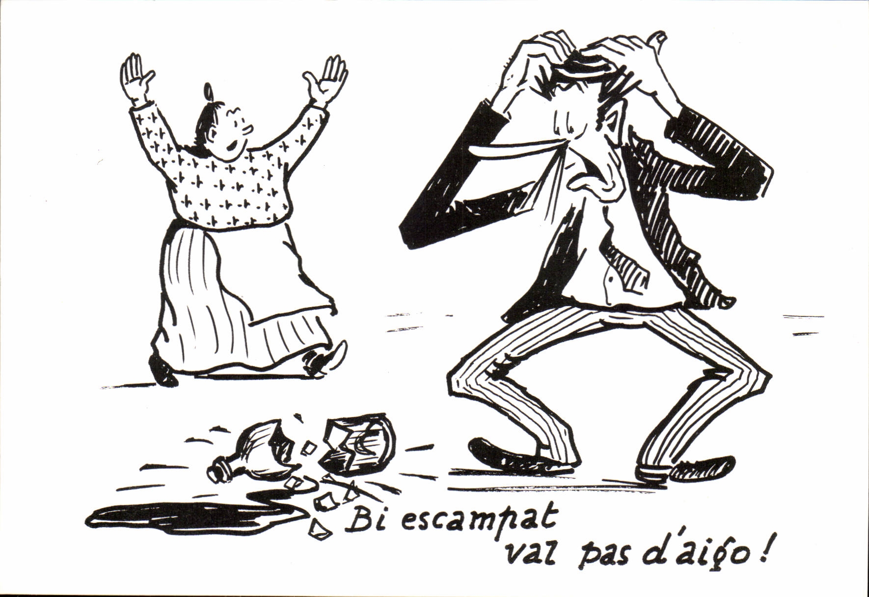 CPM Humour Dessin de Charles Mouly Vin repandu ne vaut pas l'eau (alcool)