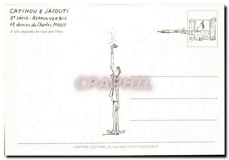 CPM Humour Dessin de Charles Mouly Vin repandu ne vaut pas l'eau (alcool) — Rückseite