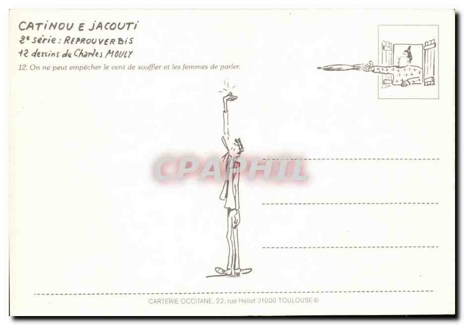 CPM Humour Dessin de Charles Mouly On ne peut empecher le vent de souffler et les femmes de parler — Rückseite
