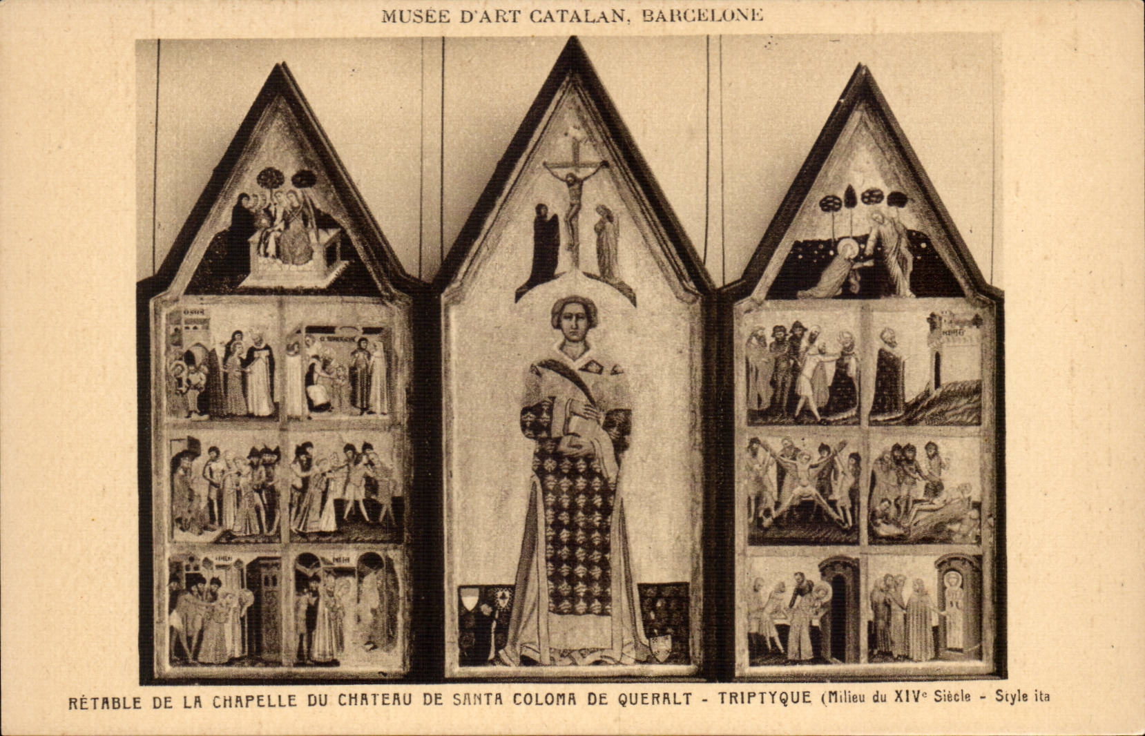 Rétable de la chapelle du château de Santa Coloma de Queralt — triptyque — milieu du XIVe siècle — style italien — Musée d'Art Catalan, Barcelone