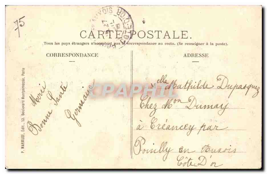 Paris CPA Chambre des Deputes — Rückseite