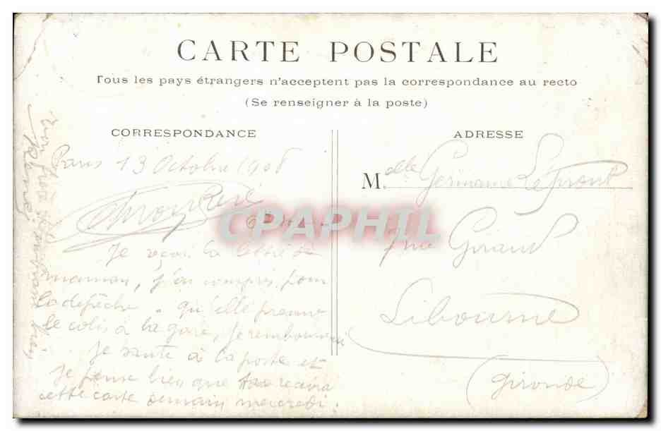 Paris CPA La madeleine — Rückseite