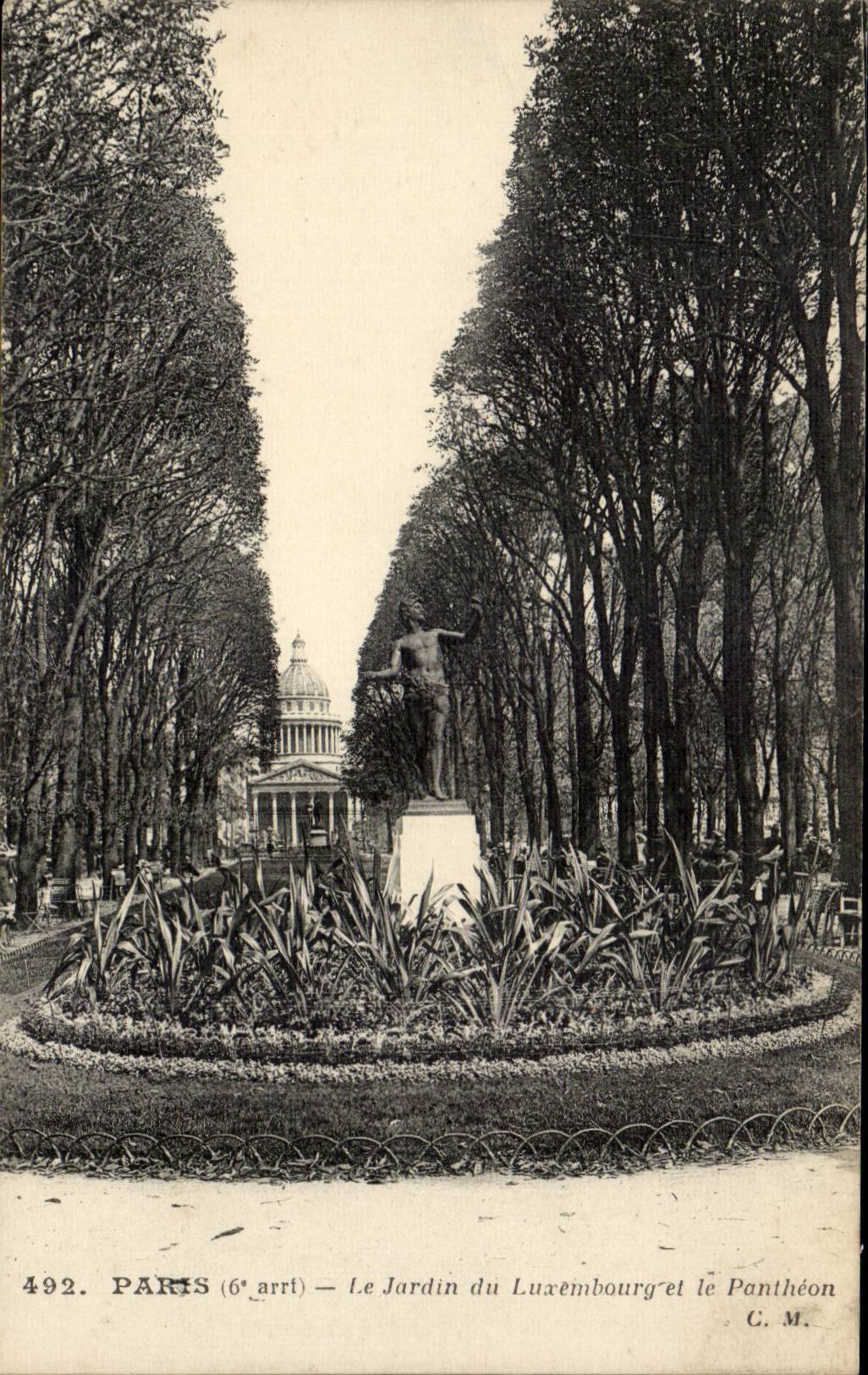 Paris CPA Le jardin du Luxembourg et le Pantheon