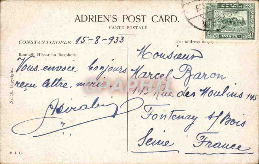 CPA Fantaisie Village turque (Turquie Turkey) — Verso