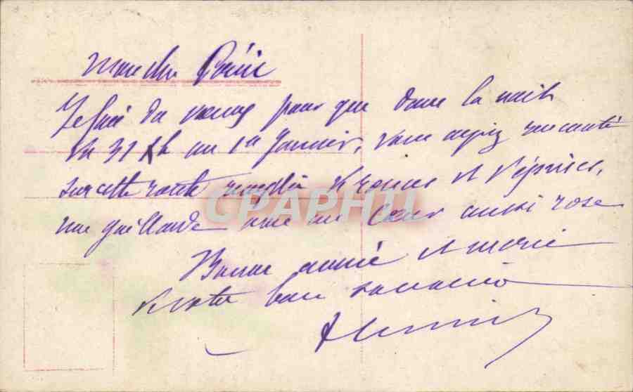 CPA Fantaisie Femme au coeur rouge — Verso