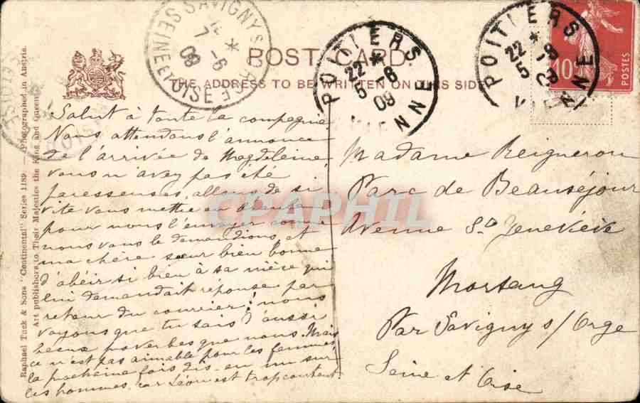 CPA Fantaisie Timbre Semeuse Allegorie — Rückseite