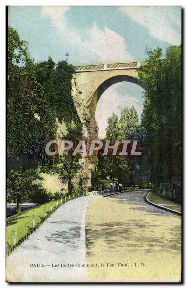 Paris CPA Les Buttes Chaumont Le pont fatal