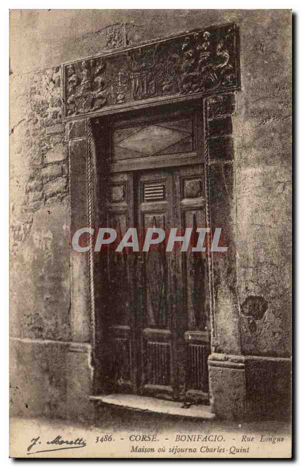 Corse Corsica CPA Bonifacio Rue longue Maison ou sejourna Charles Quint
