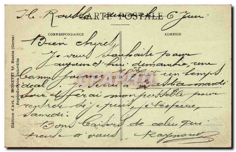 Corse Corsica CPA Bonifacio Rue longue Maison ou sejourna Charles Quint — Back