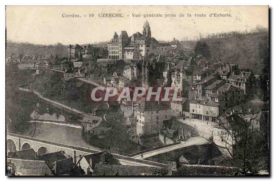 Uzerche CPA Vue generale prise de la route d'Eyburie