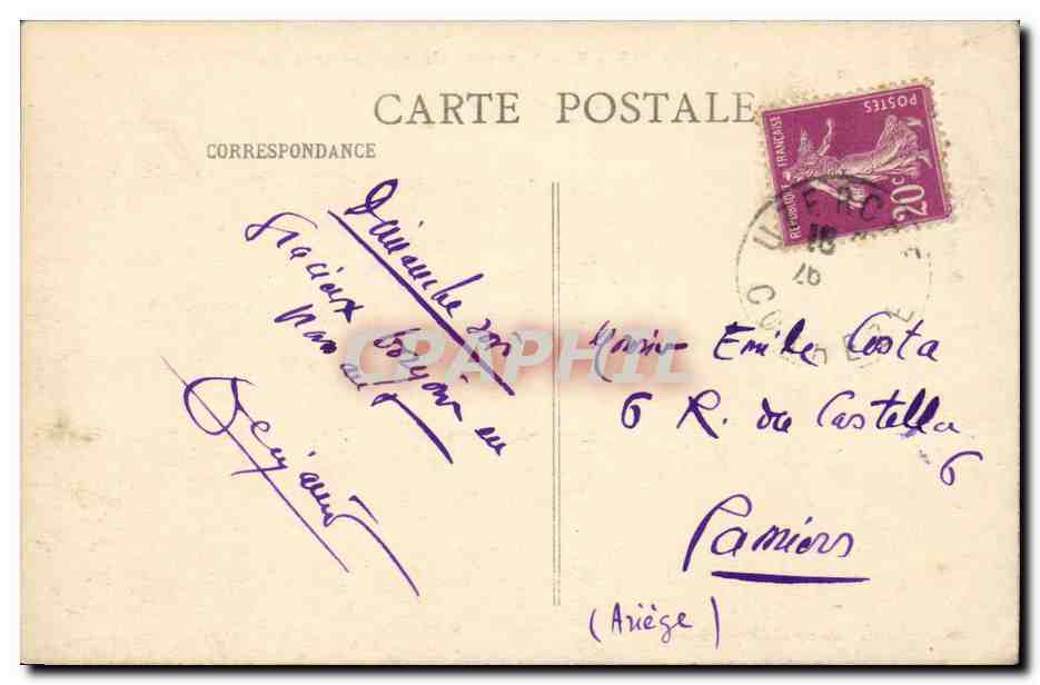 Uzerche CPA Vue generale prise de la route d'Eyburie — Rückseite