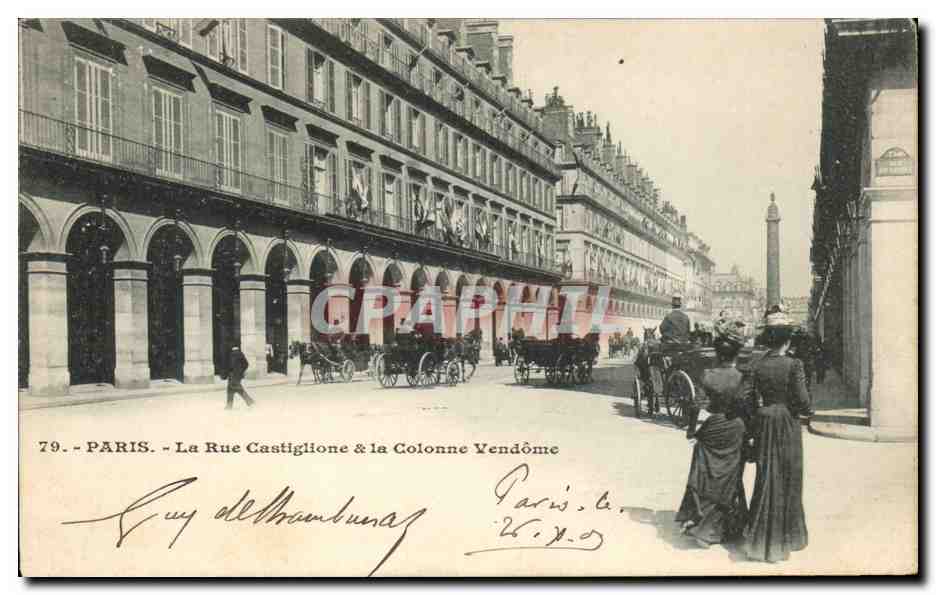 Paris CPA La Rue Castiglione et la colonne Vendome