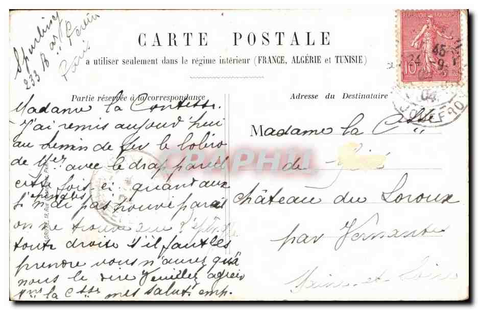 Paris CPA Palais de justice La conciergerie — Rückseite