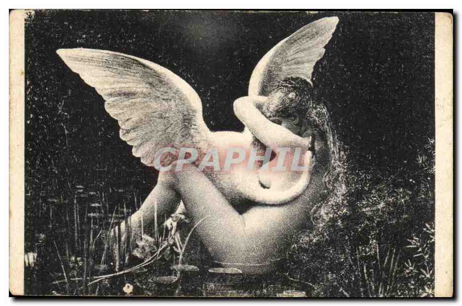 CPA Fantaisie Femme et Cygne (swan)