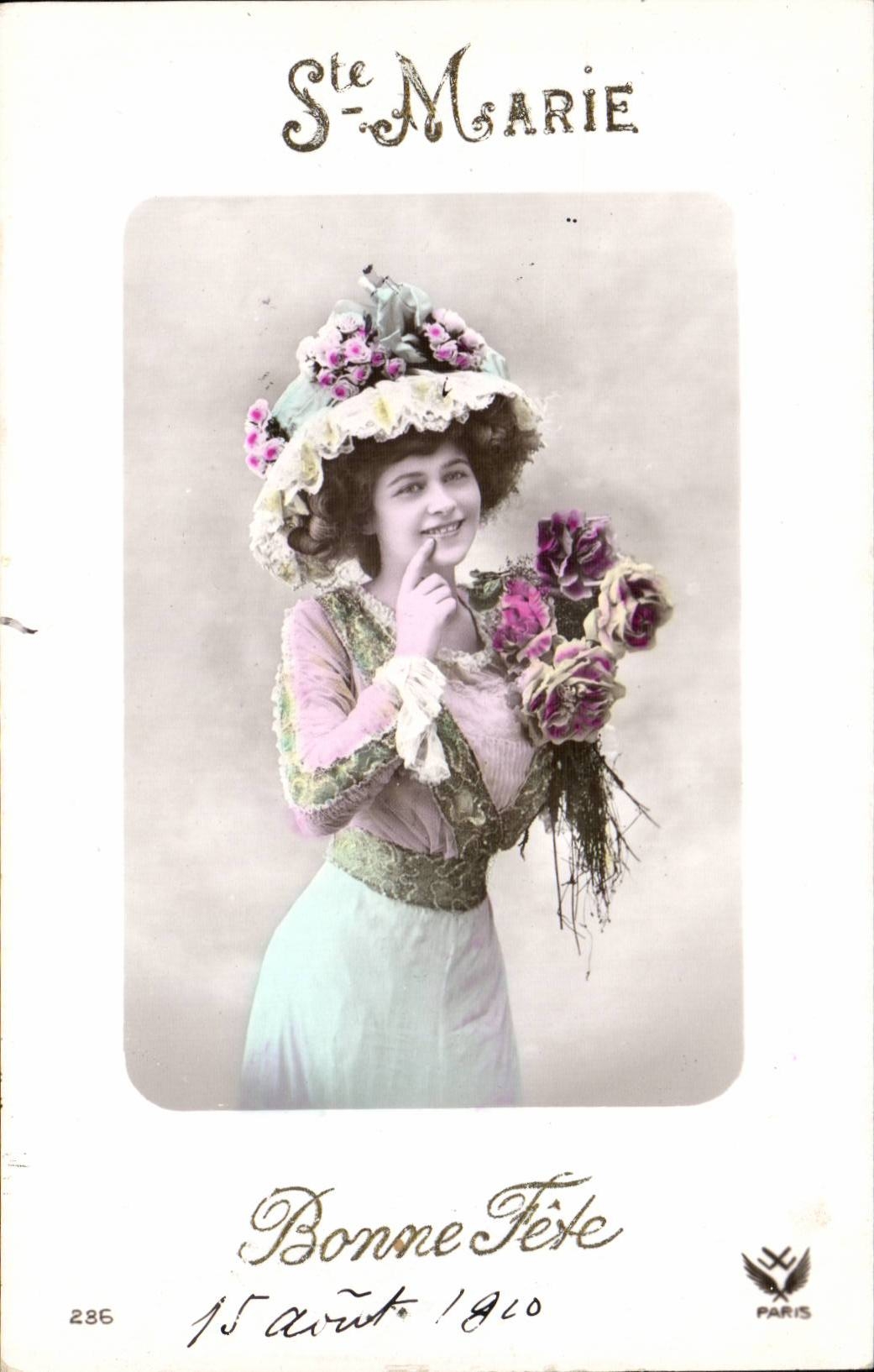 CPA Fantaisie Femme Ste marie Bonne fete