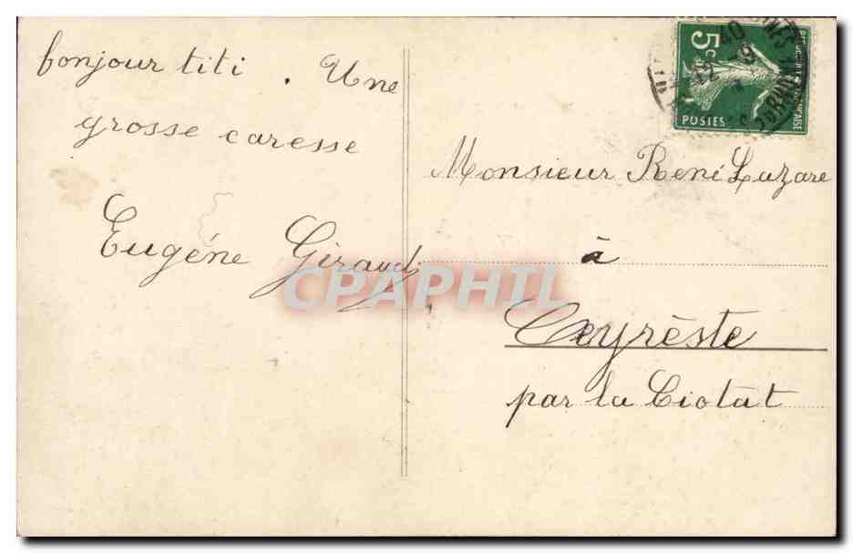CPA Fantaisie Enfant Voeux de bonheur — Verso