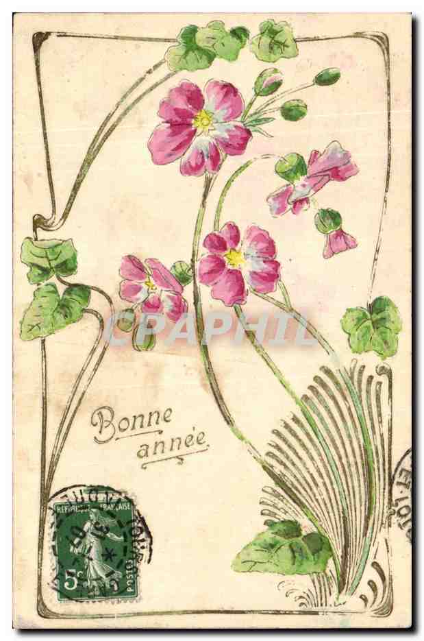 CPA Fantaisie Fleurs Bonne annee