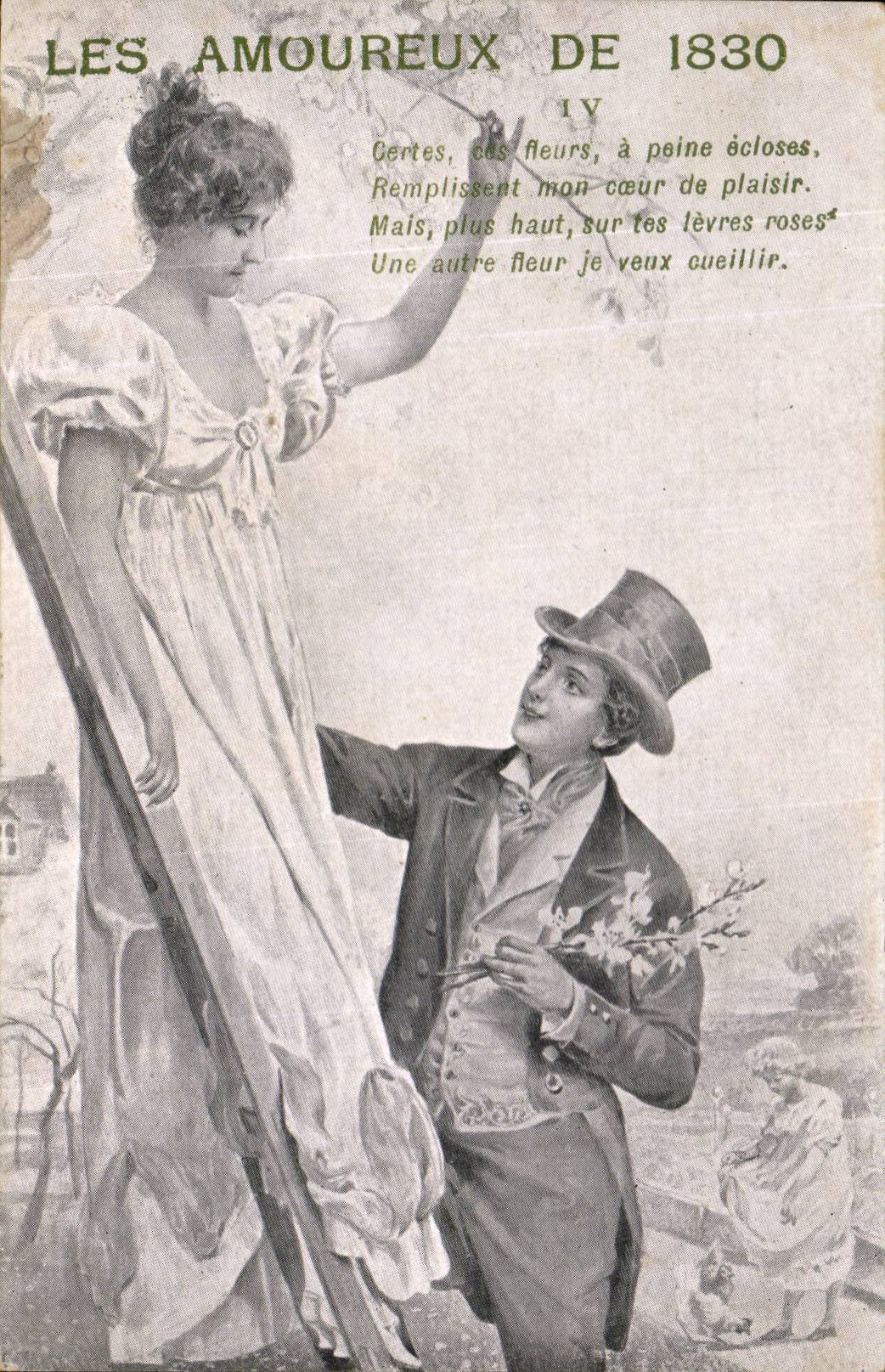 Die Liebenden von 1830 — gedrucktes Gedicht — Verleger nicht sichtbar