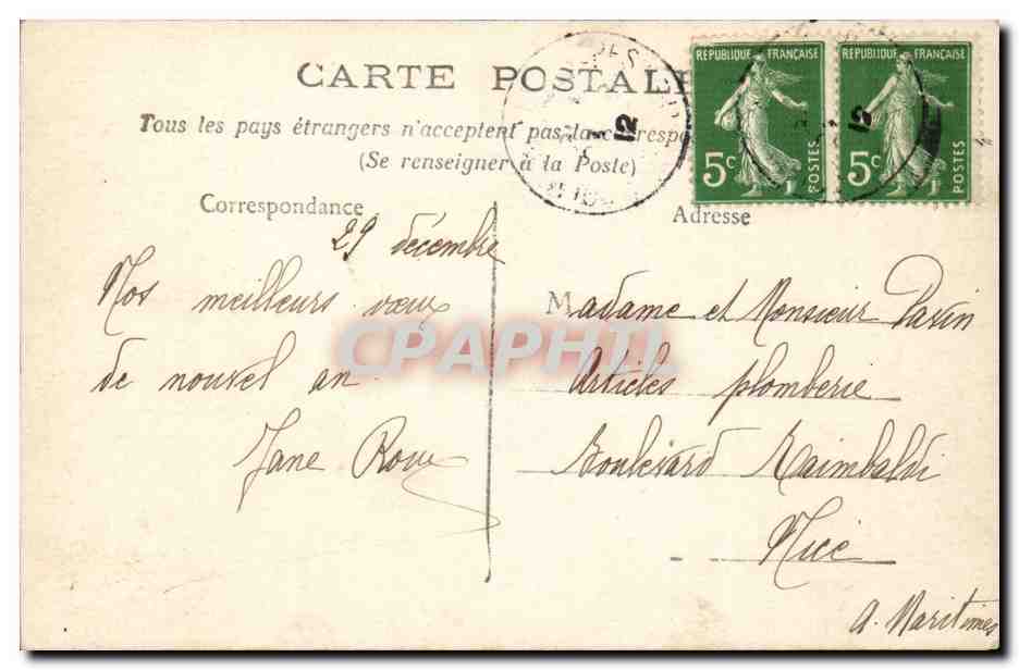 CPA Fantaisie Bonne annee — Verso