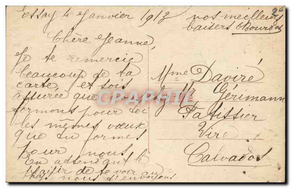 Jeune femme en robe ornée tenant un bouquet — Bonne Année — Masch n°508 — Rückseite