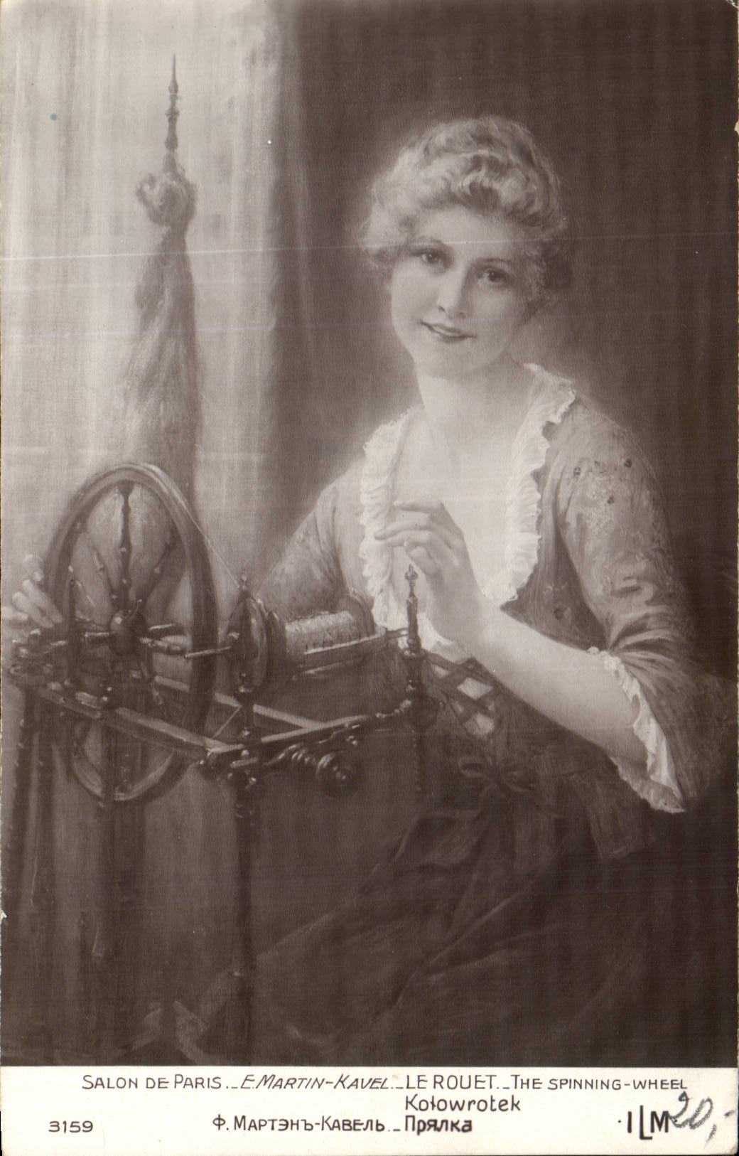 Femme à la roue à filer — Salon de Paris — E. Martin-Kavel, n° 3159