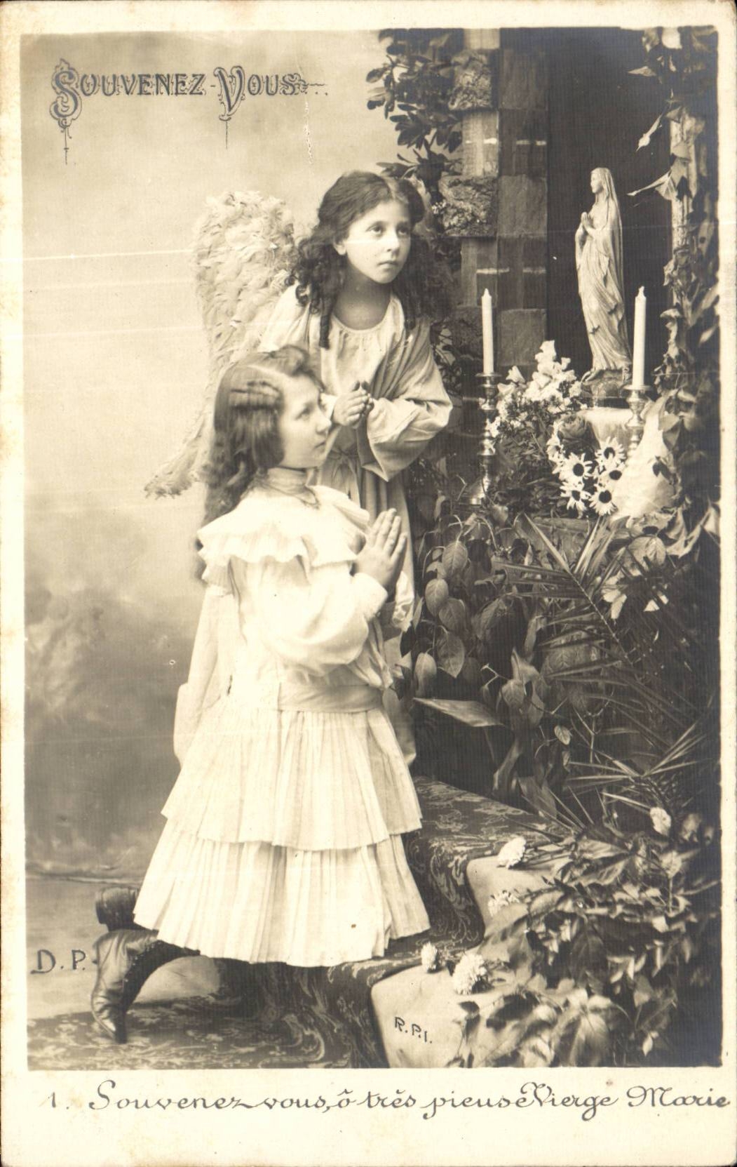 CPA Fantaisie Enfants Souvenez vous (ange angel)
