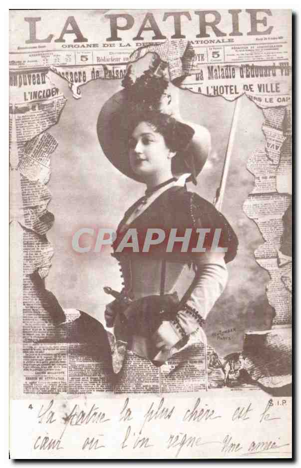REPRODUCTION Carte Fantaisie La Patrie Journal Femme