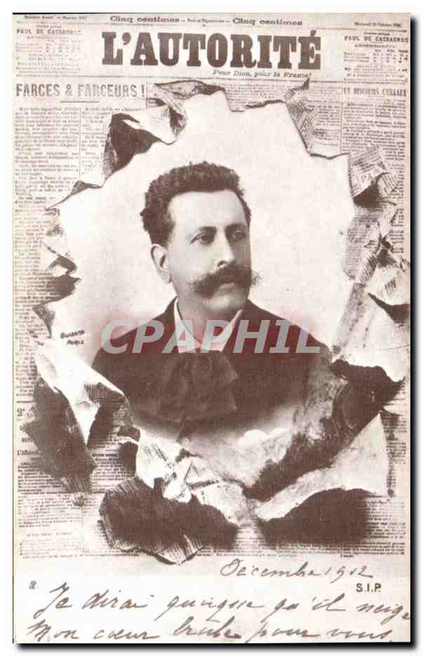 REPRODUCTION Carte Fantaisie Journal Homme L'autorite