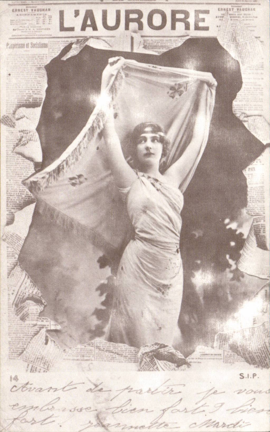 REPRODUCTION Carte Fantaisie Journal Femme L'aurore