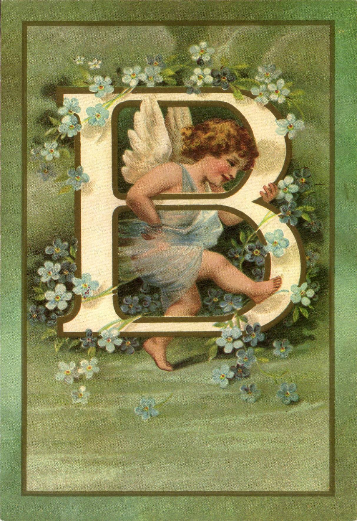 REPRODUCTION FAntaisie Ange Angel Enfant Lettre B L'alphabet des Angelots