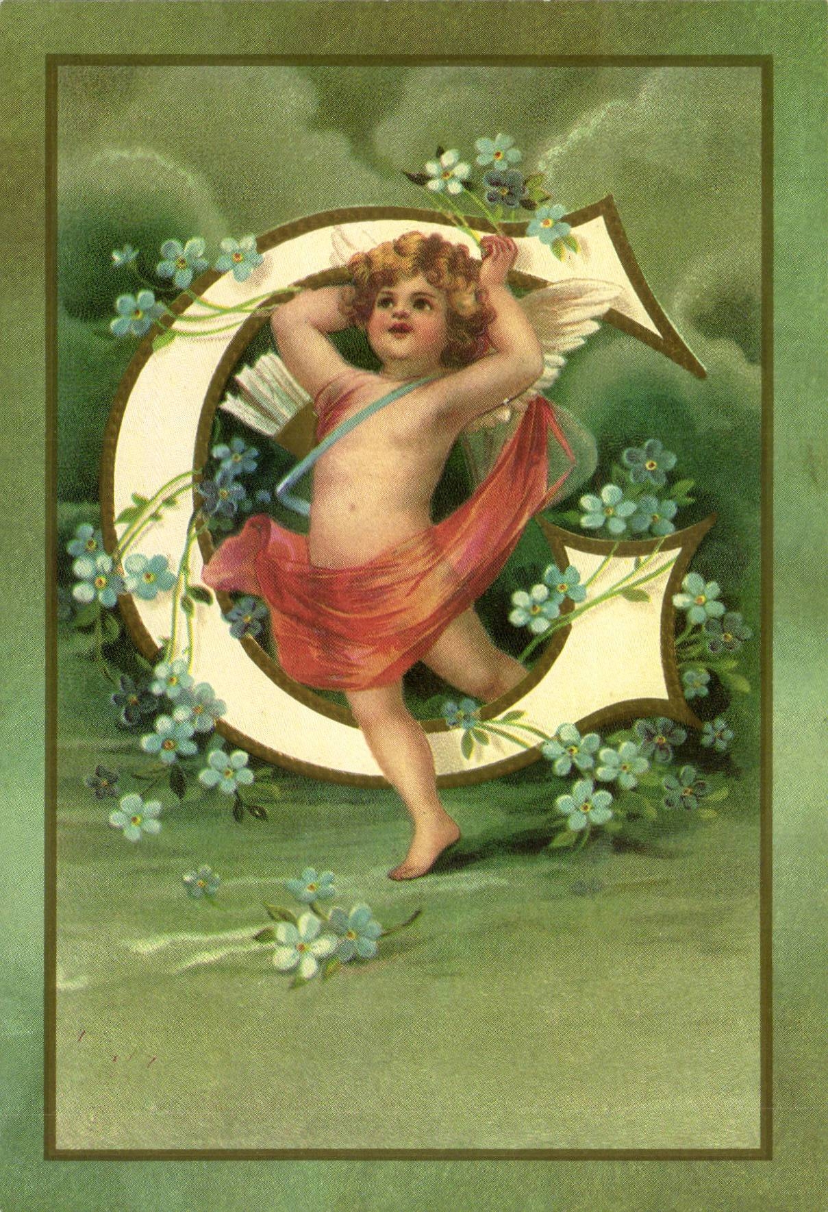 REPRODUCTION FAntaisie Ange Angel Enfant Lettre G L'alphabet des Angelots