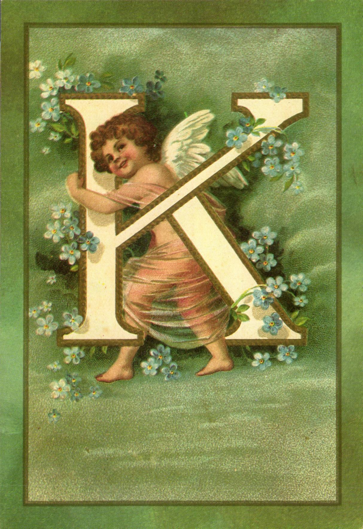 REPRODUCTION FAntaisie Ange Angel Enfant Lettre K L'alphabet des Angelots