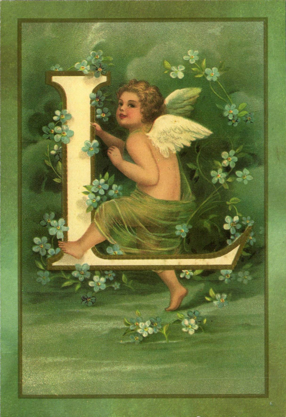 REPRODUCTION FAntaisie Ange Angel Enfant Lettre L L'alphabet des Angelots