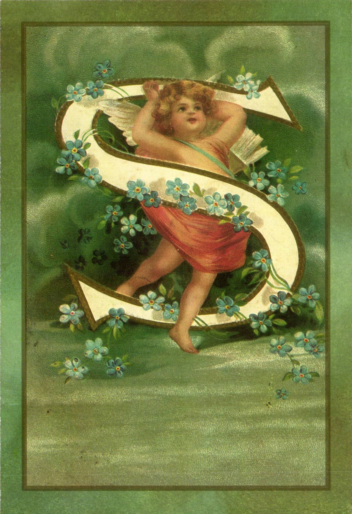 REPRODUCTION FAntaisie Ange Angel Enfant Lettre S L'alphabet des Angelots