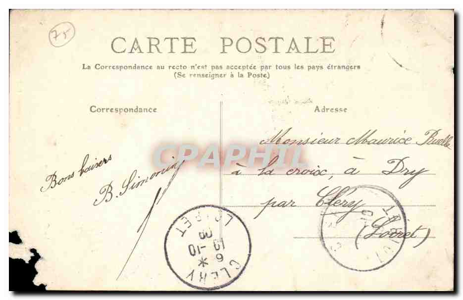 Poissy — Le Quai aux Fleurs, le Tribunal de Commerce et la Tour Pointue — Collection F. Fleury, n°126 — Verso