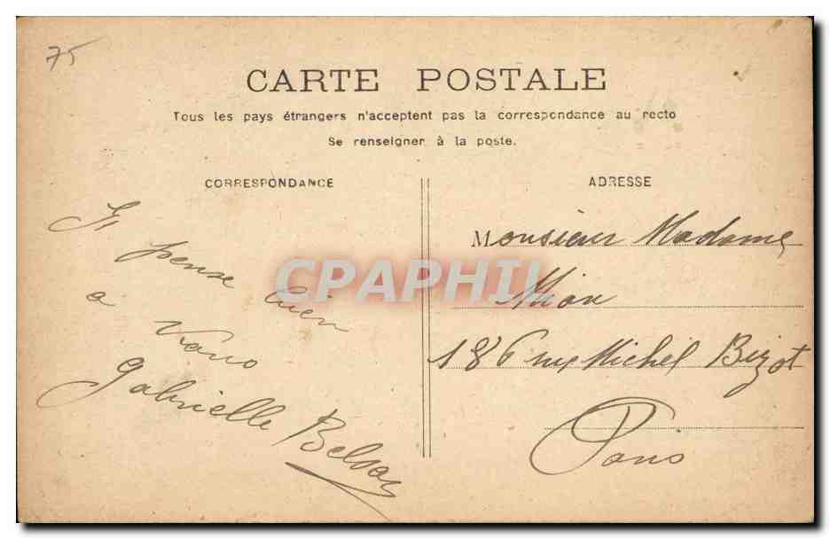 Paris CPA Arc de Triomphe — Rückseite