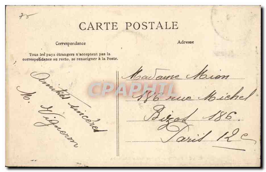 Paris CPA Chatelet Eglise — Verso