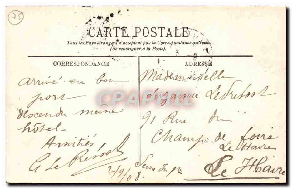 Paris CPA La fontaine de Carpeaux — Rückseite