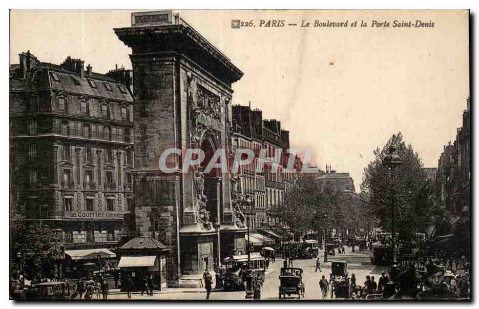 Paris CPA Le boulevard et la porte Saint Denis