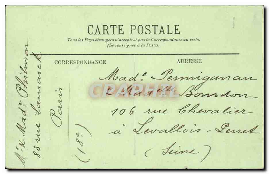 Paris CPA Le petit palais (caleches exposition 1900) — Verso