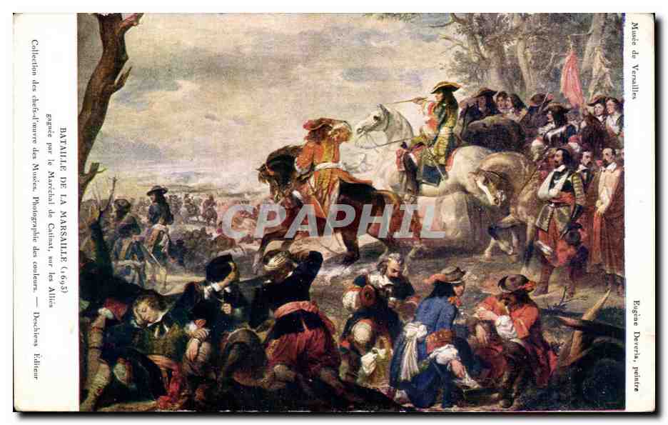 CPA Fantaisie Bataille de Marsaille (1693) gagnee par le Marechal de Catinat sur les allies