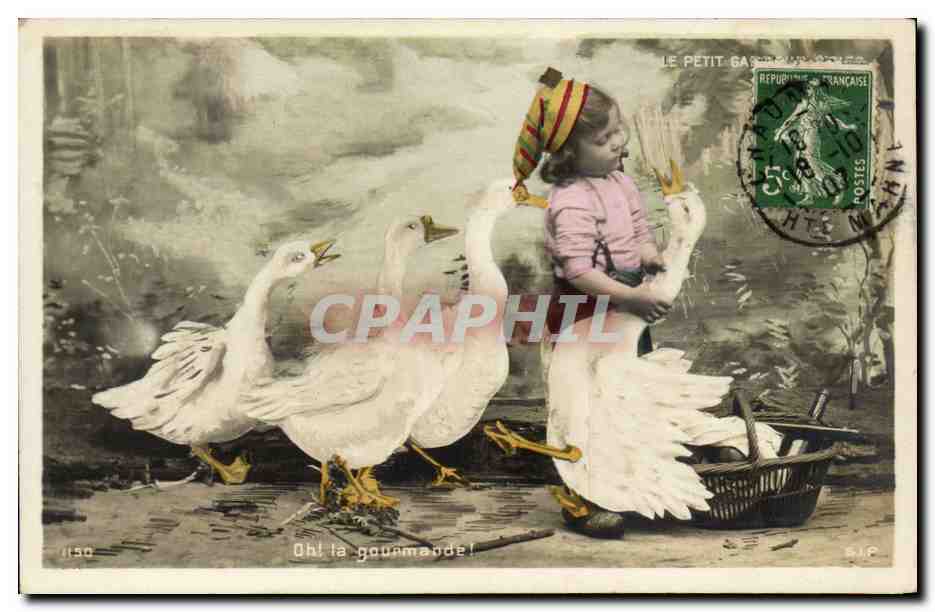 CPA Fantaisie Enfant (oies)