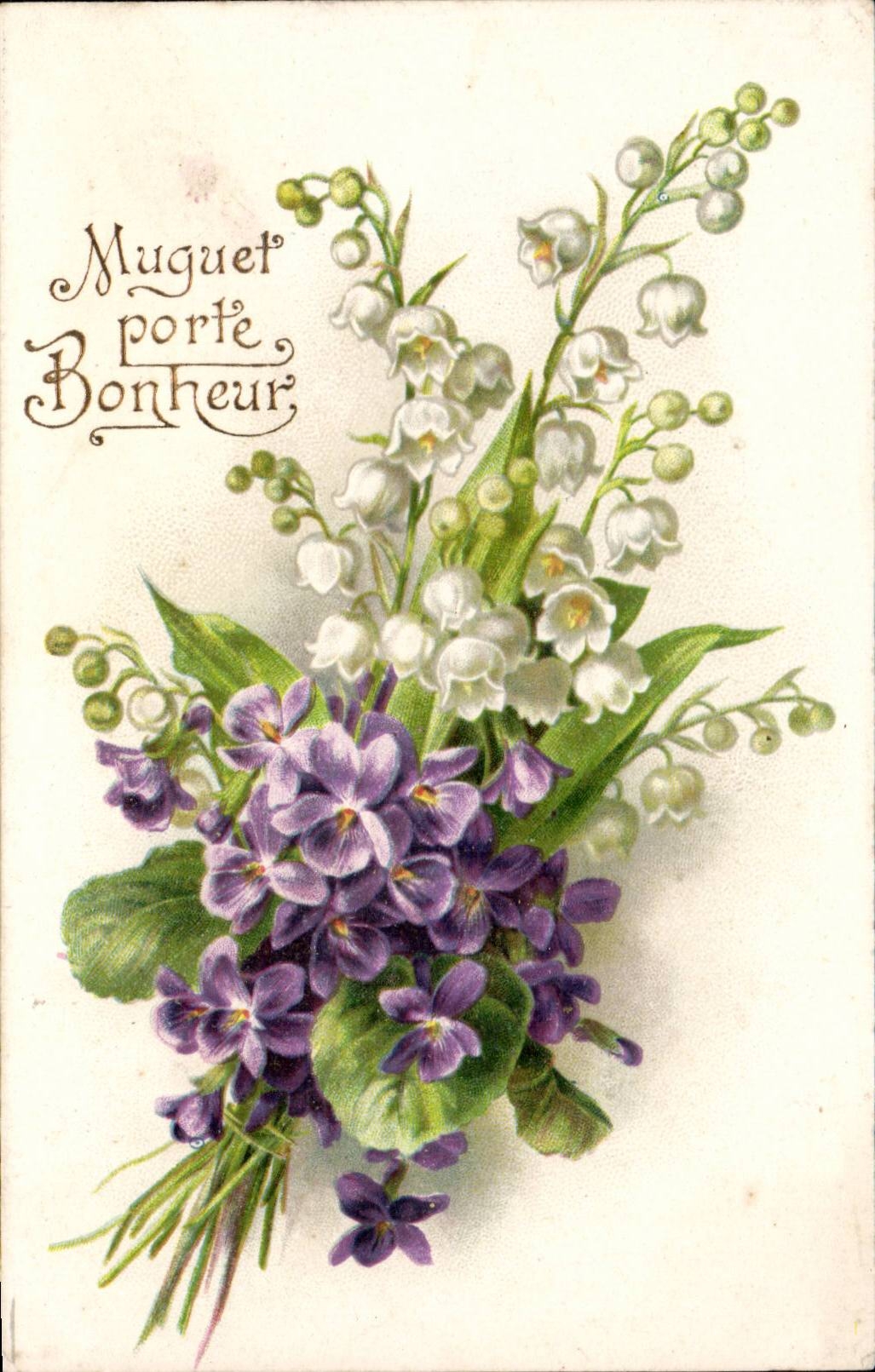 CPA Fantaisie Muguet porte Bonheur